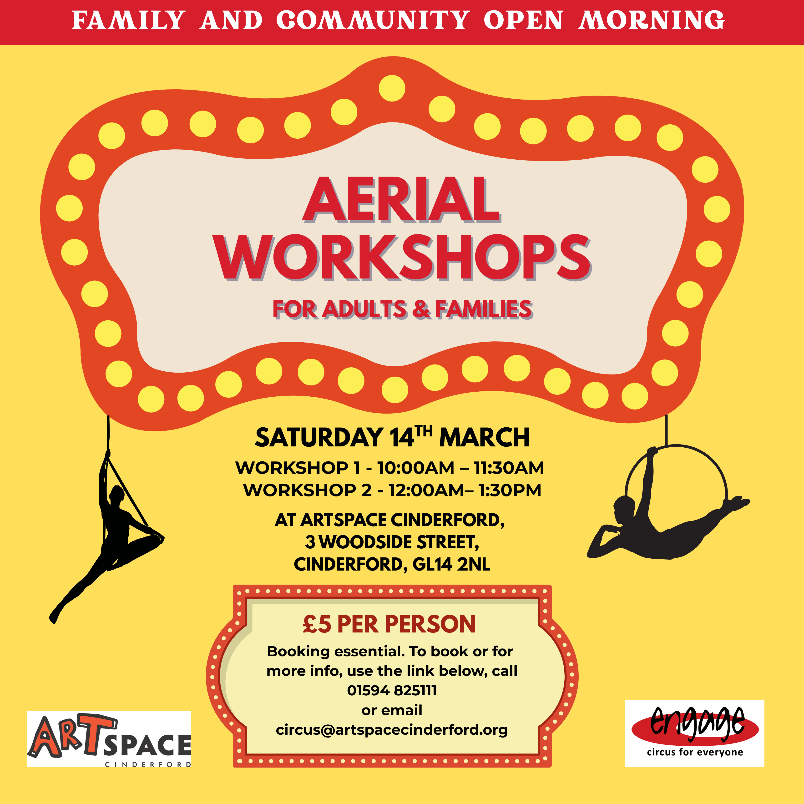 Art Space Aerial Workshop. Saturday 14th March. £5 Per person